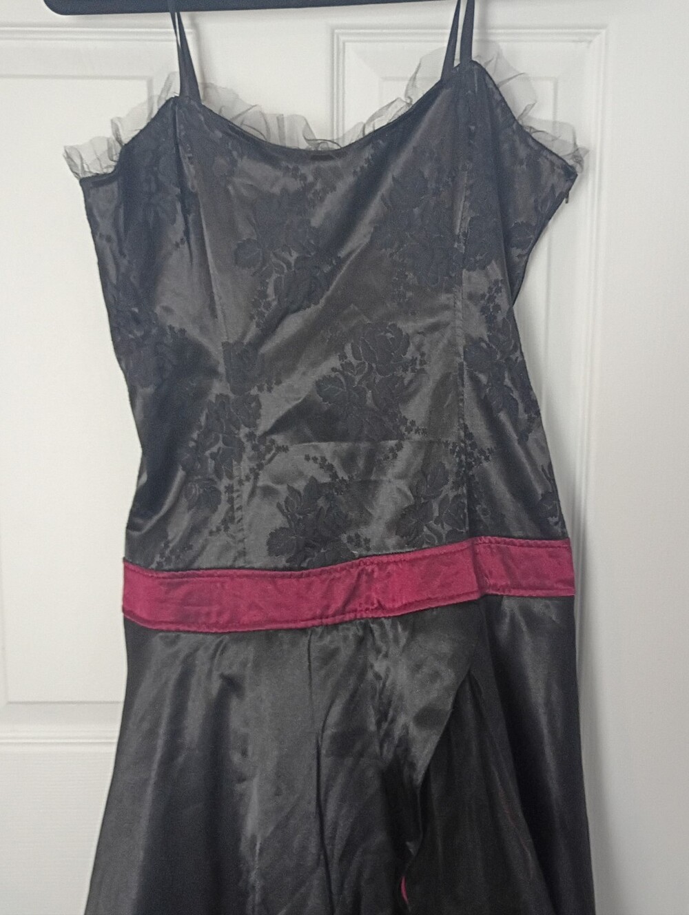 Vintage Lip Service Helena Gothic Goth Black and Burgundy Dress L - Picture 3 of 15